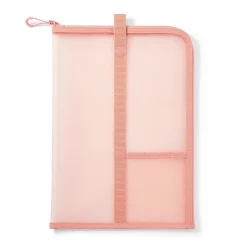 Porte-documents en nylon maillé avec fermeture éclair - A4, Rose