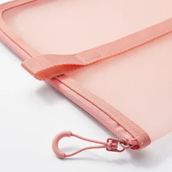 Porte-documents en nylon maillé avec fermeture éclair - A4, Rose