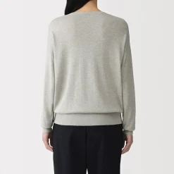 Pull à col en V en mélange de fibres de soja pour femme