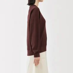 Pull à col rond en coton biologique tricoté gaufré pour femme