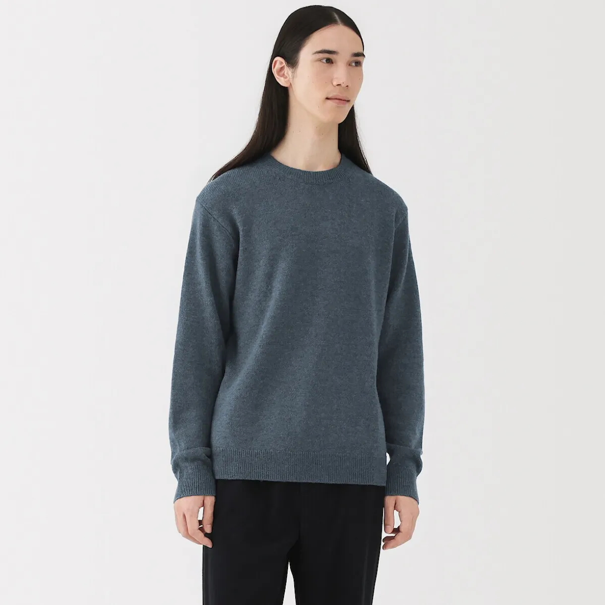 Pull à col rond en laine tricot moyen pour homme
