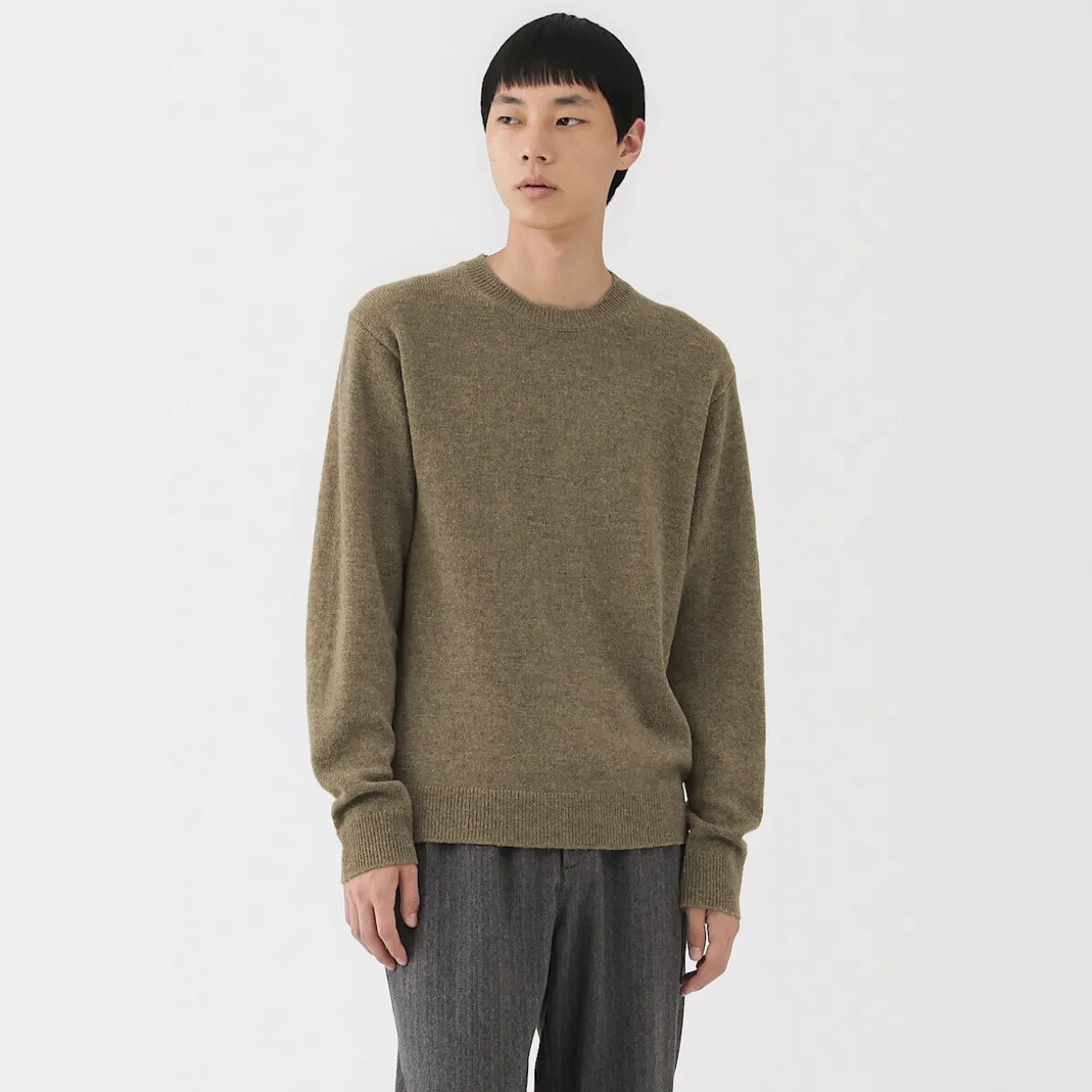Pull à col rond en laine tricot moyen pour homme