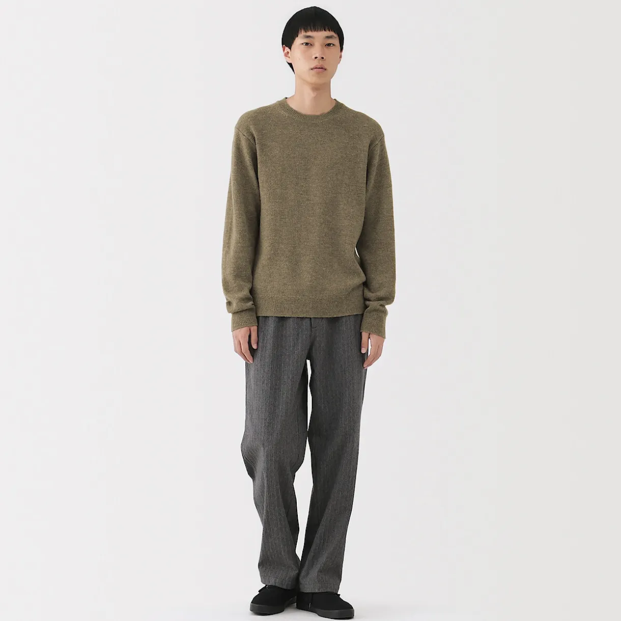 Pull à col rond en laine tricot moyen pour homme