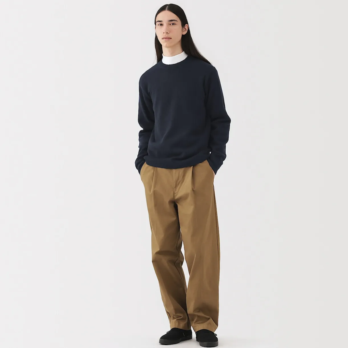 Pull à col rond en laine tricot moyen pour homme