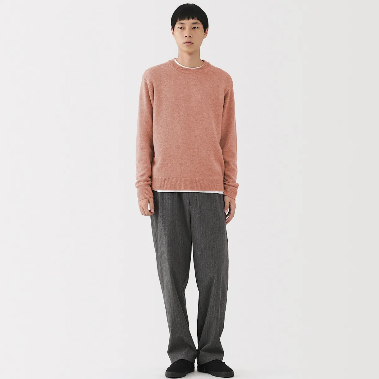 Pull à col rond en laine tricot moyen pour homme