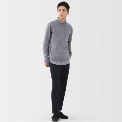 Pull à col rond en laine tricot fin pour homme