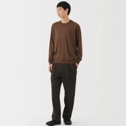 Pull à col rond en laine tricot fin pour homme