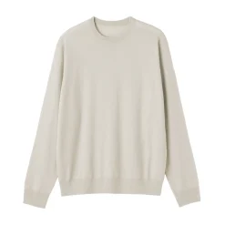 Pull à col rond en laine tricot fin pour homme
