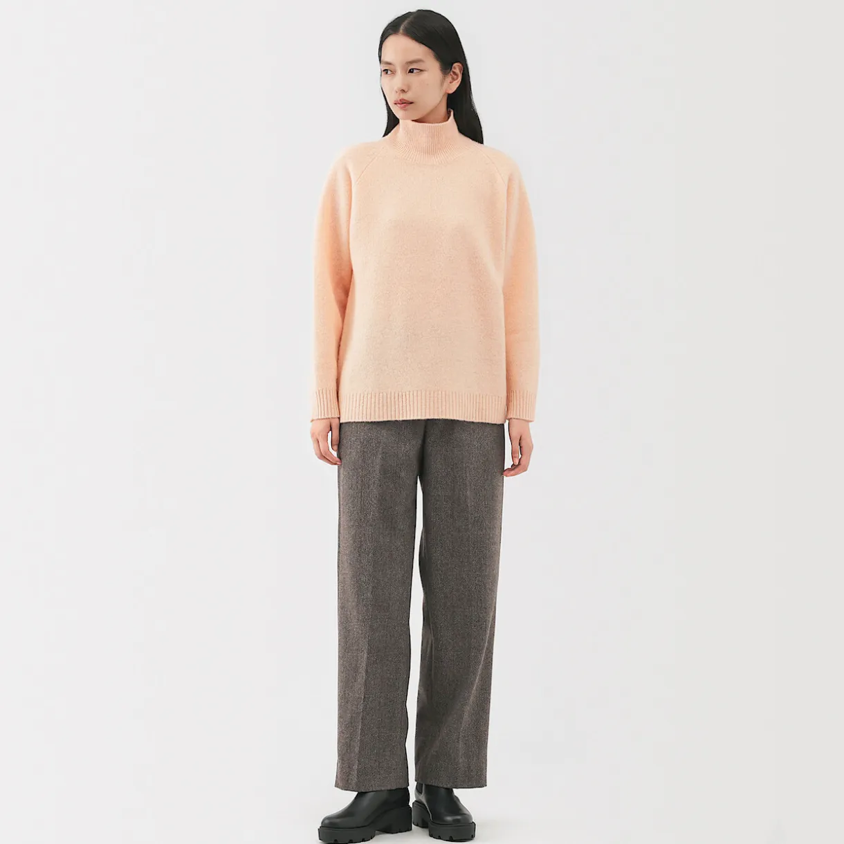 Pull à col roulé en yak et laine pour femme