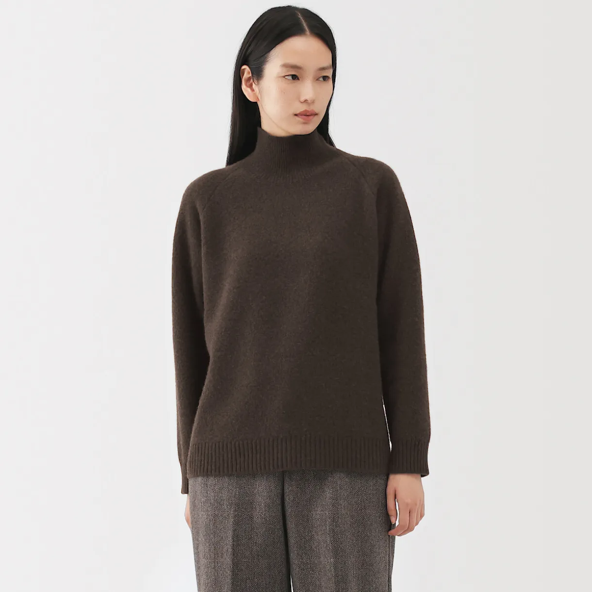 Pull à col roulé en yak et laine pour femme