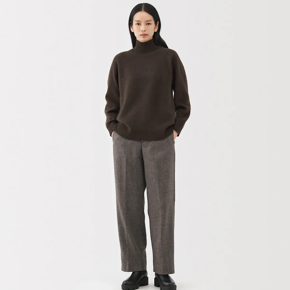 Pull à col roulé en yak et laine pour femme