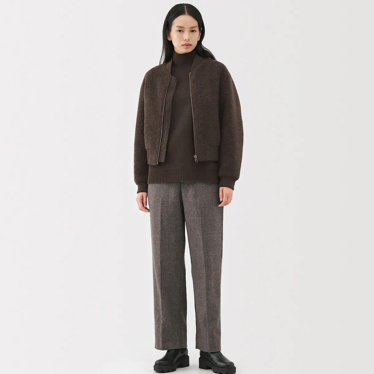 Pull à col roulé en yak et laine pour femme