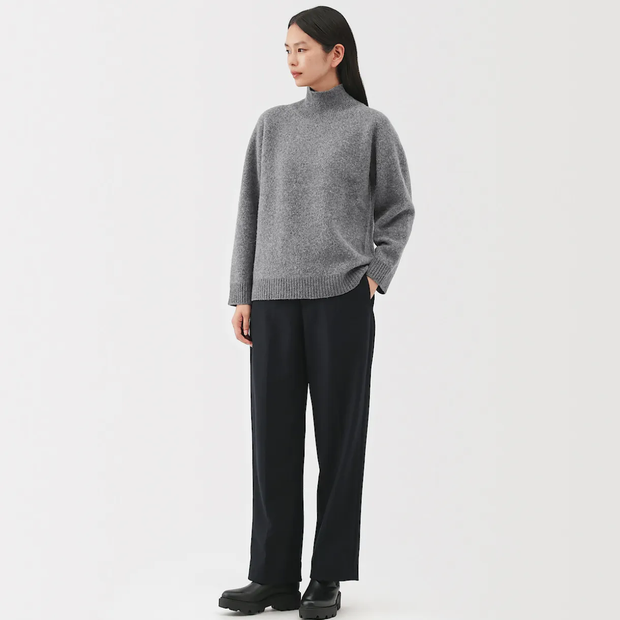 Pull à col roulé en yak et laine pour femme