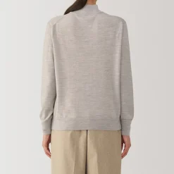 Pull col montant en laine à fine maille femme