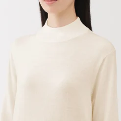 Pull col montant en laine à fine maille femme