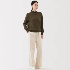 Pull col montant en laine à fine maille femme