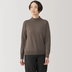 Pull col montant en laine à fine maille femme