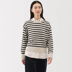 Pull col rond en tricot de laine moyen femme