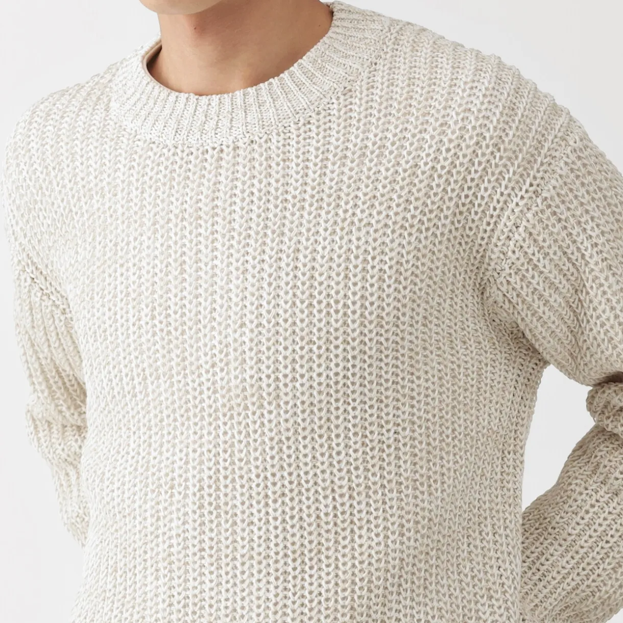 Pull en coton biologique à grosses mailles et torsadé pour homme