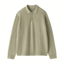 Pull polo côtelé en mélange de coton pour homme