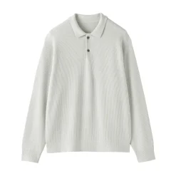 Pull polo côtelé en mélange de coton pour homme