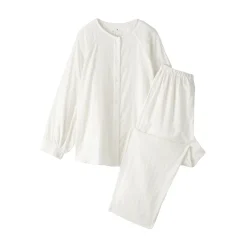 Pyjama en double gaze à pois dobby pour femme