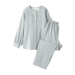 Pyjama en double gaze à pois dobby pour femme