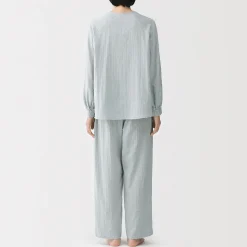 Pyjama en double gaze à pois dobby pour femme