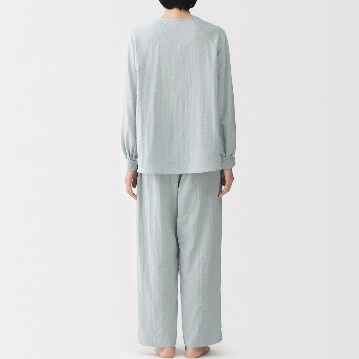 Pyjama en double gaze à pois dobby pour femme
