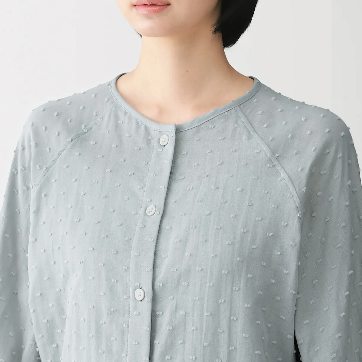 Pyjama en double gaze à pois dobby pour femme