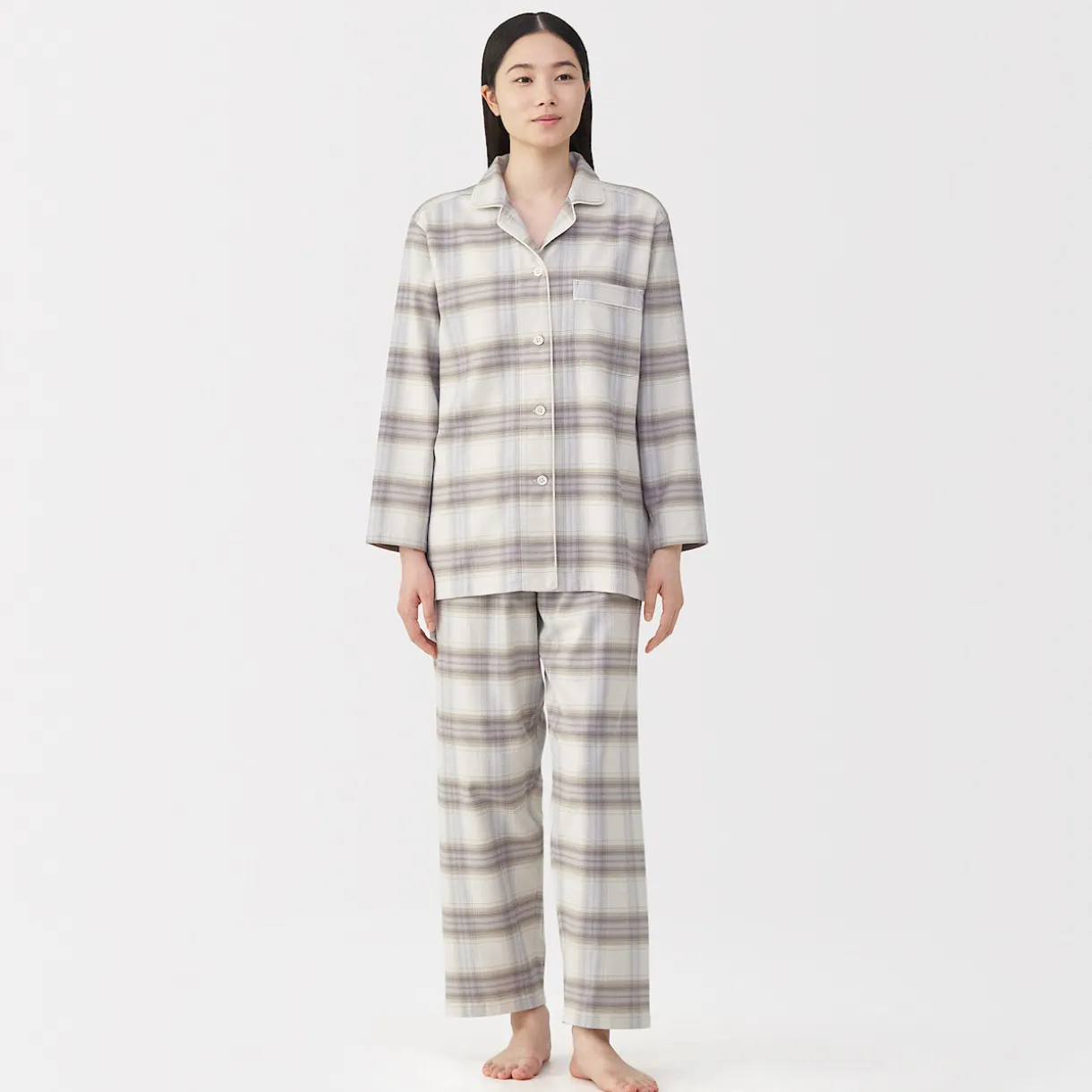 Pyjama en flanelle sans couture latérale pour femme