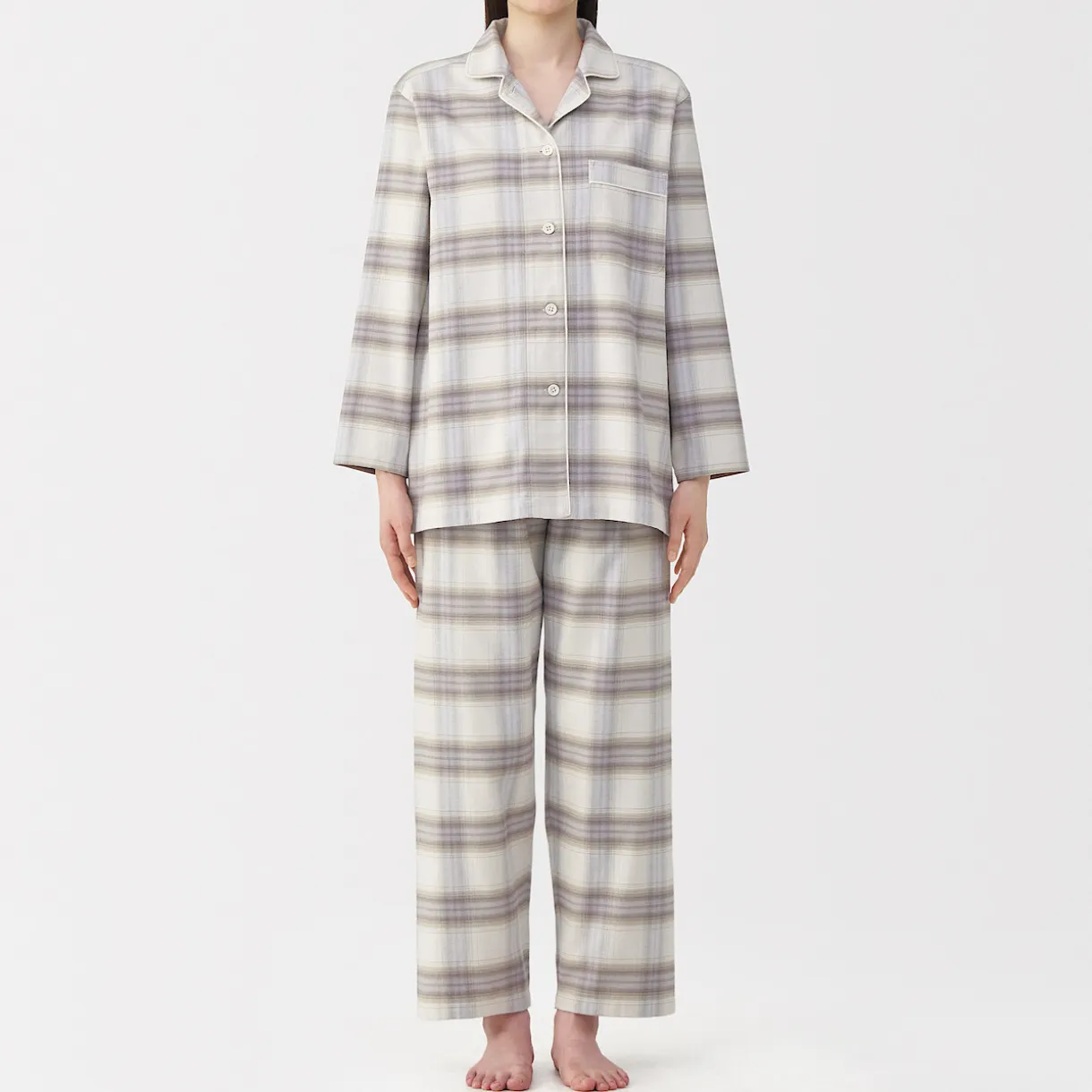 Pyjama en flanelle sans couture latérale pour femme