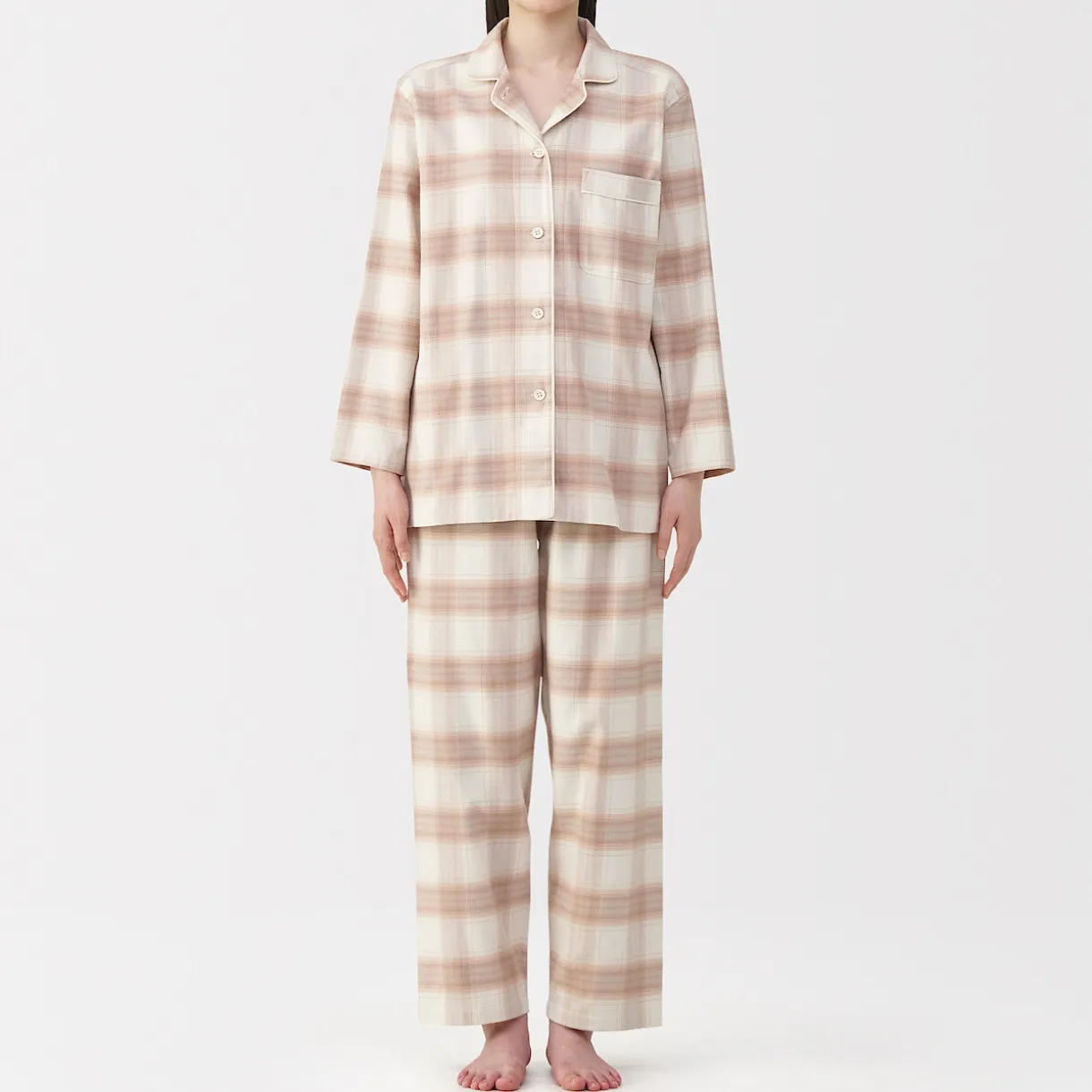Pyjama en flanelle sans couture latérale pour femme