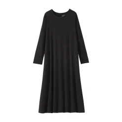 Robe à coupe trapèze et à manches longues en jersey de mélange Lyocell pour femme