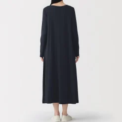Robe à coupe trapèze et à manches longues en jersey de mélange Lyocell pour femme