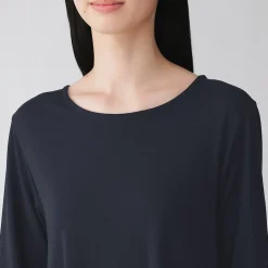 Robe à coupe trapèze et à manches longues en jersey de mélange Lyocell pour femme