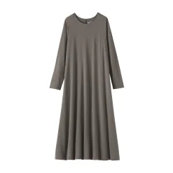 Robe à coupe trapèze et à manches longues en jersey de mélange Lyocell pour femme