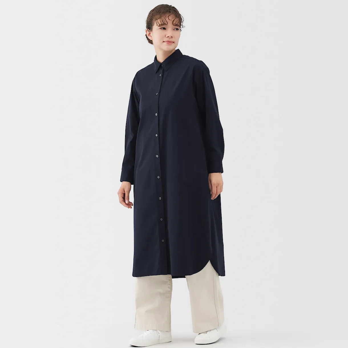 Robe chemise en coton large délavé pour femme