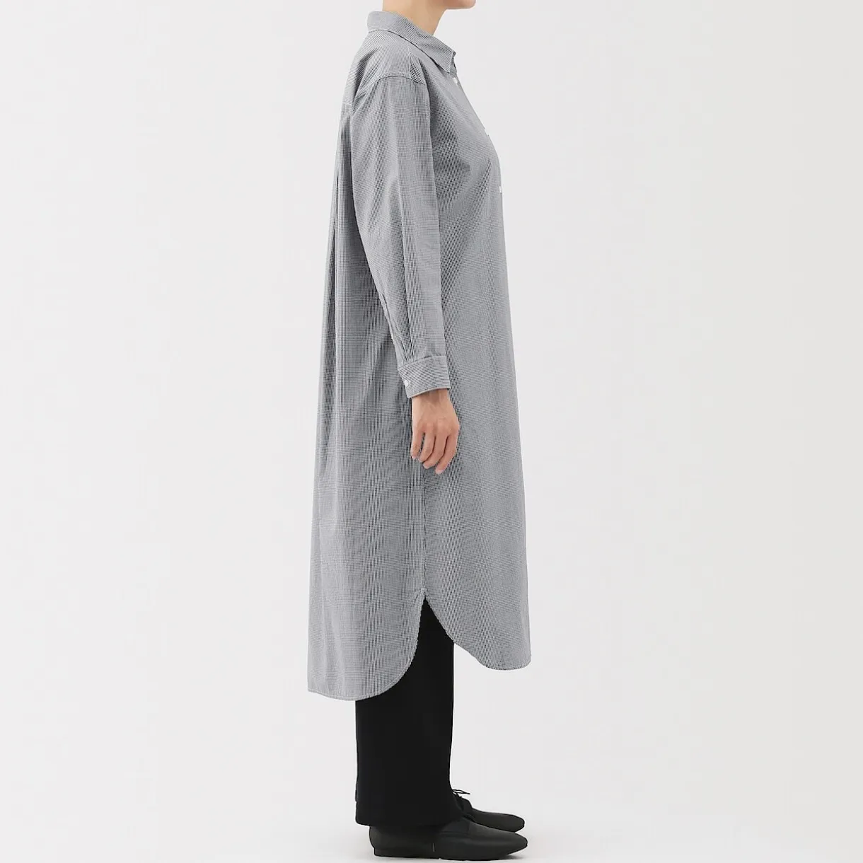 Robe chemise en coton large délavé pour femme