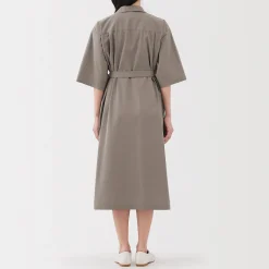 Robe chemise large à manches 3/4 et en coton Quick Dry pour femme
