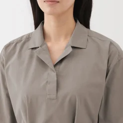Robe chemise large à manches 3/4 et en coton Quick Dry pour femme
