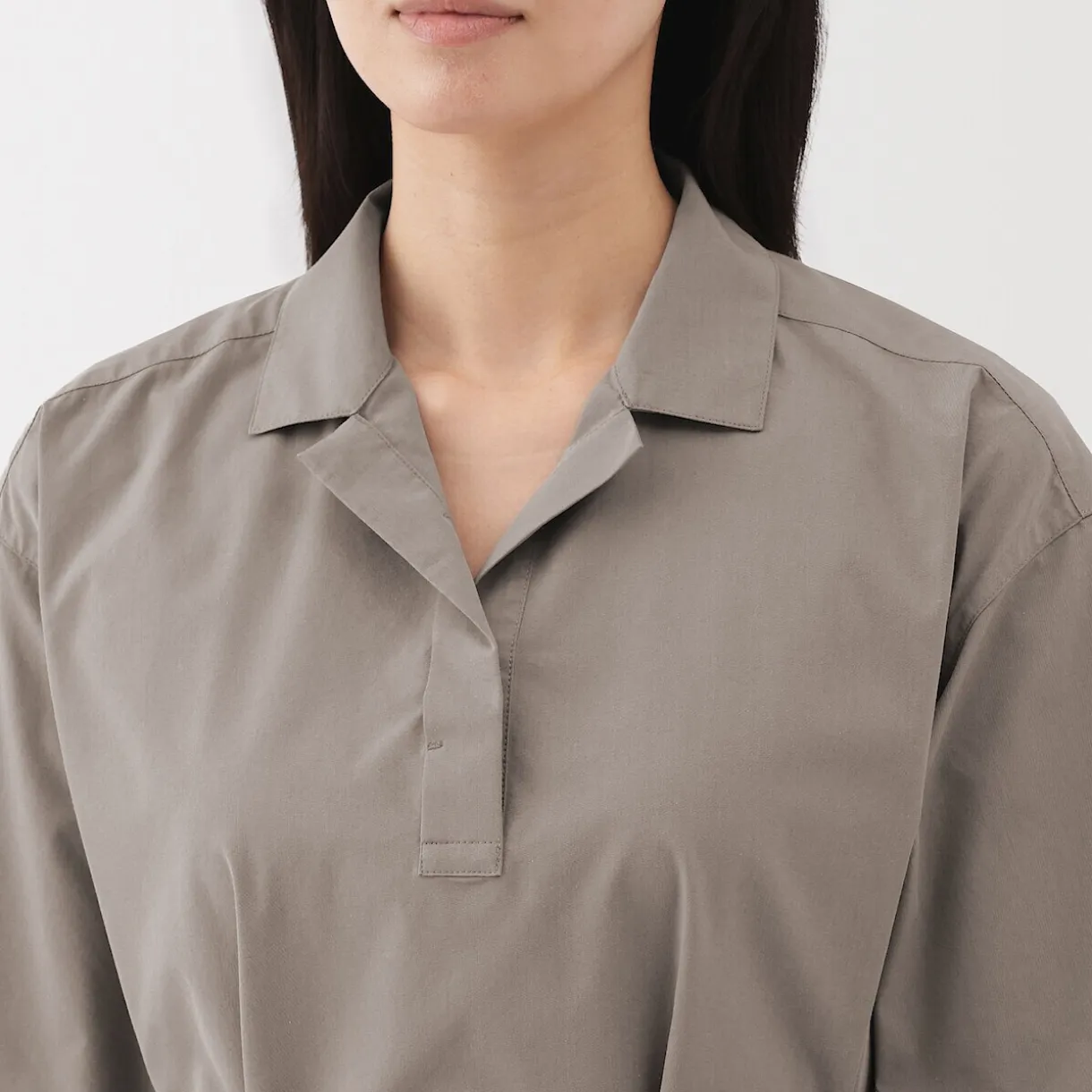 Robe chemise large à manches 3/4 et en coton Quick Dry pour femme