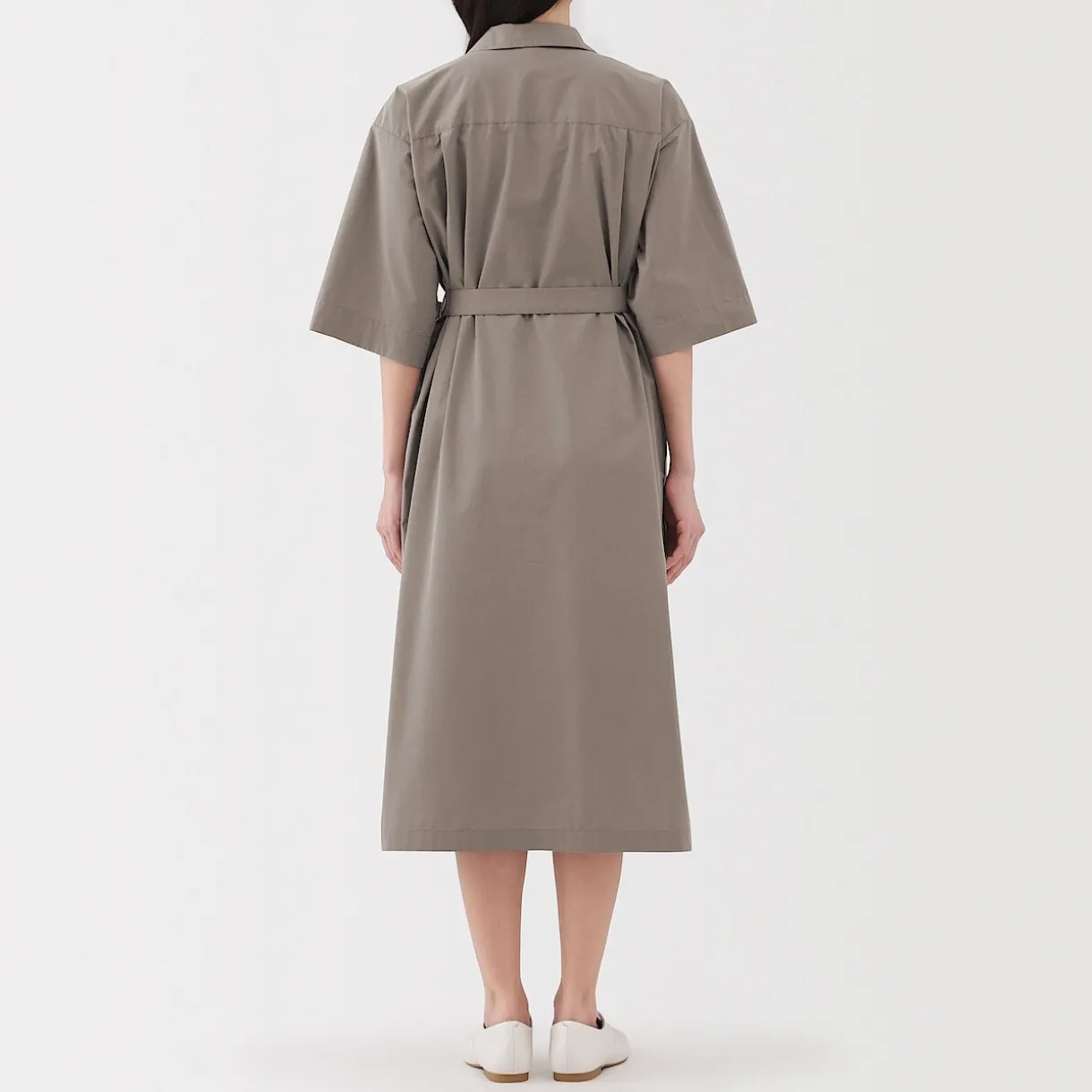 Robe chemise large à manches 3/4 et en coton Quick Dry pour femme