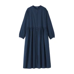 Robe chemise midi en voile de coton pour femme