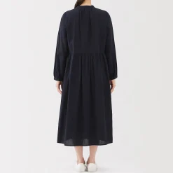 Robe chemise midi en voile de coton pour femme