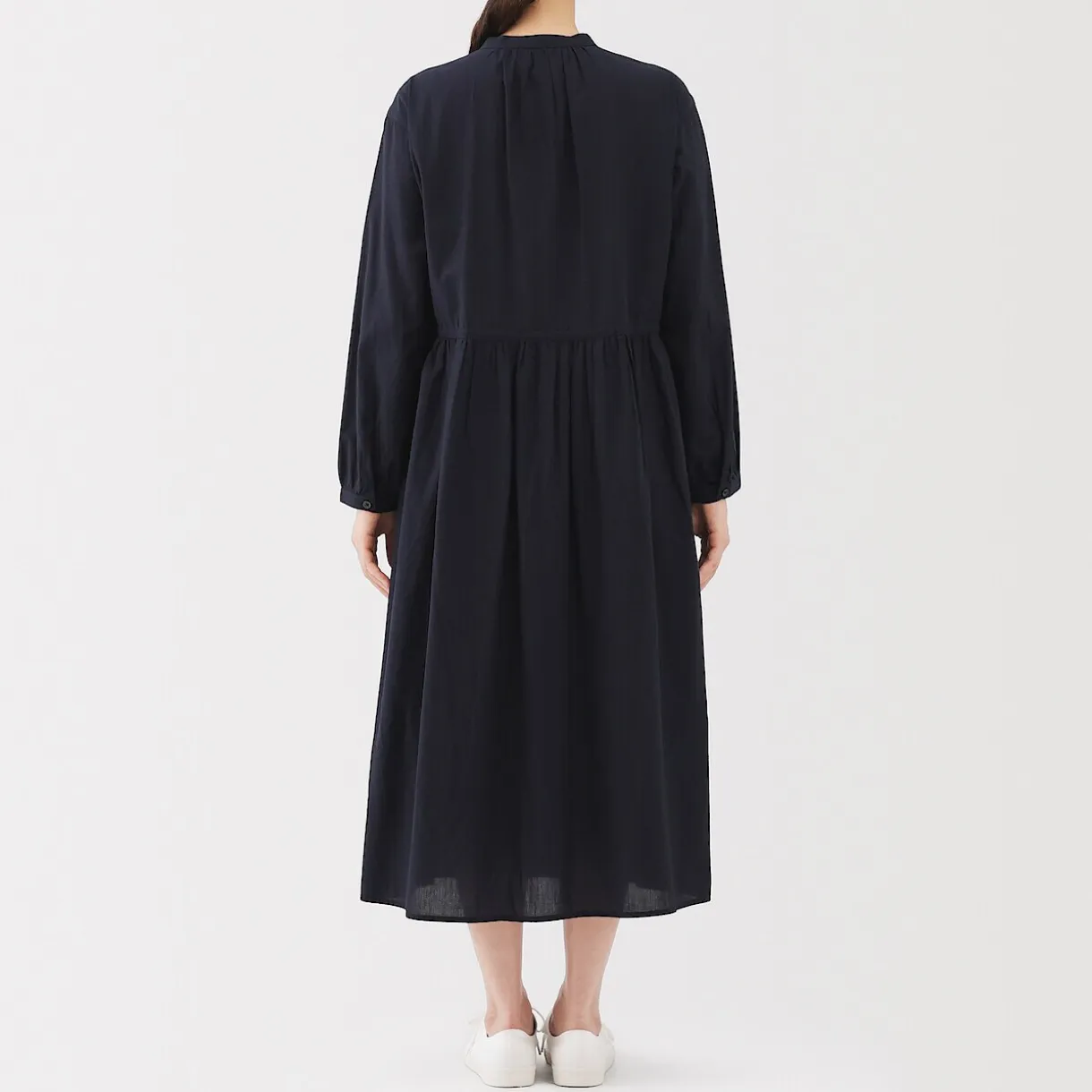 Robe chemise midi en voile de coton pour femme