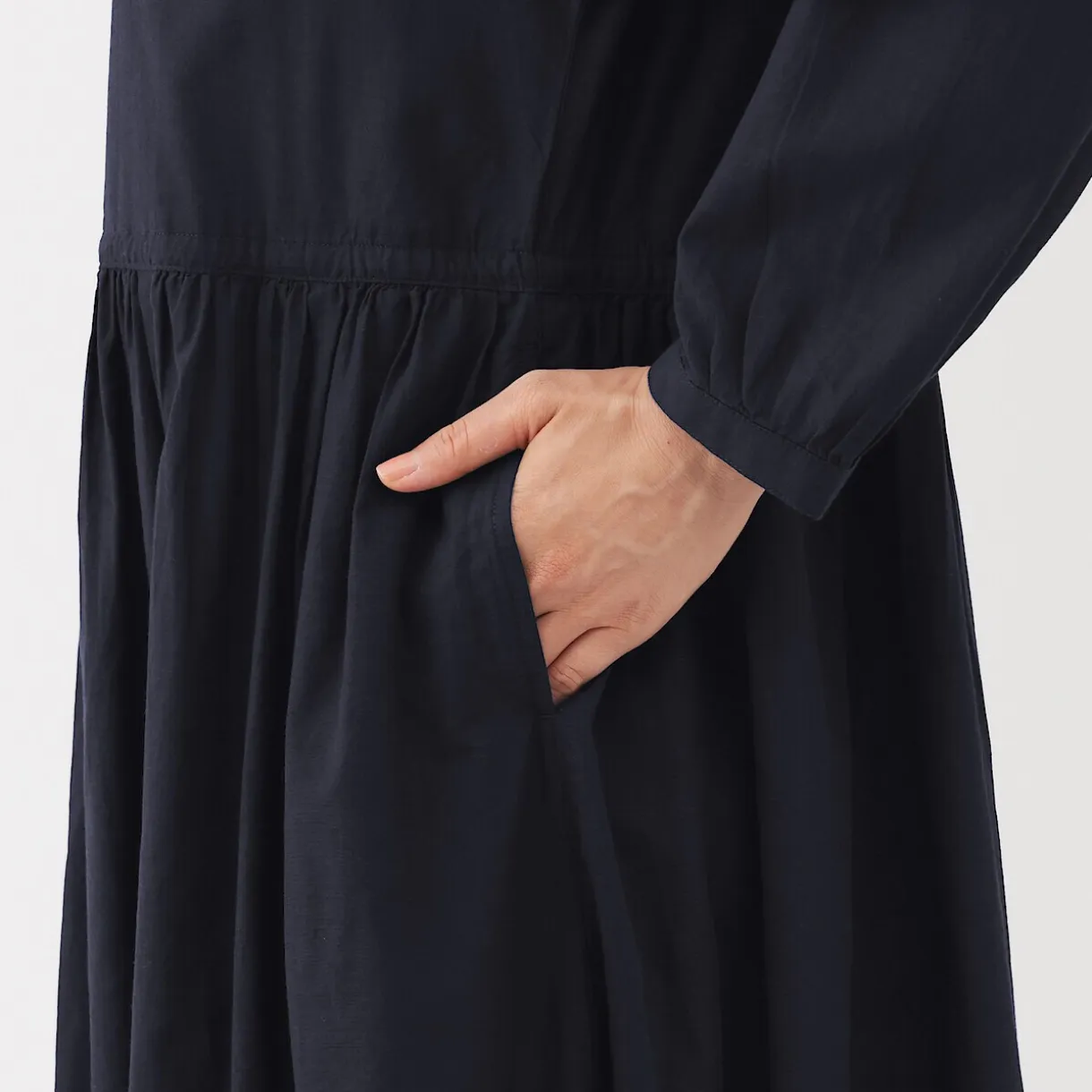 Robe chemise midi en voile de coton pour femme