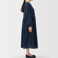 Robe chemise midi en voile de coton pour femme