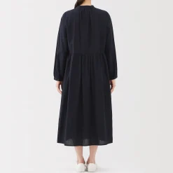 Robe chemise midi en voile de coton pour femme