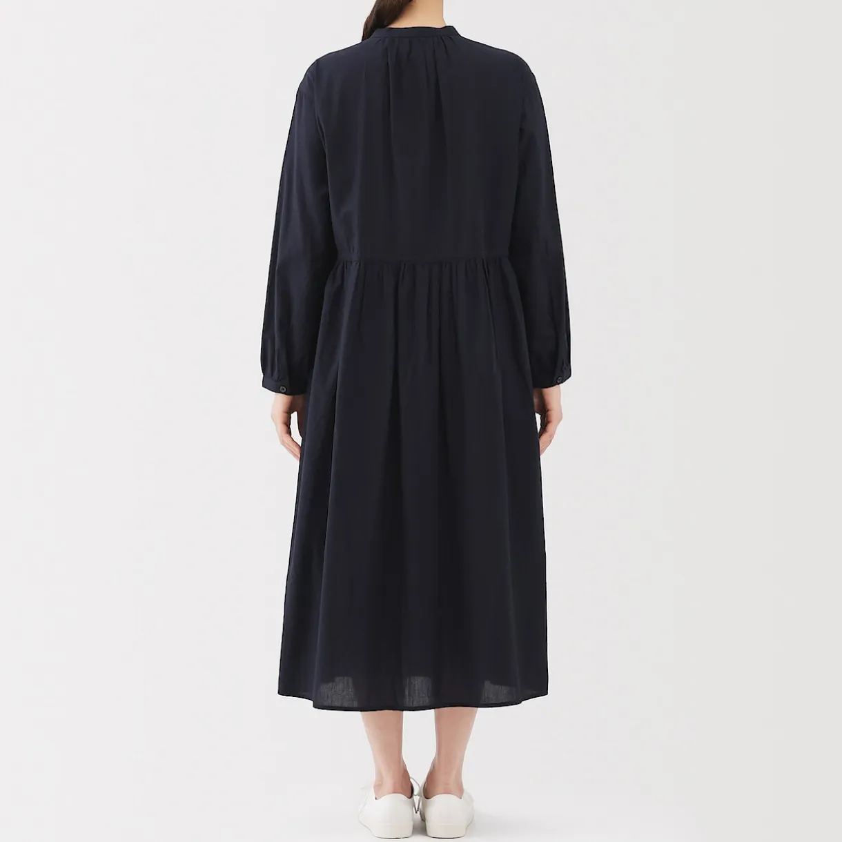 Robe chemise midi en voile de coton pour femme
